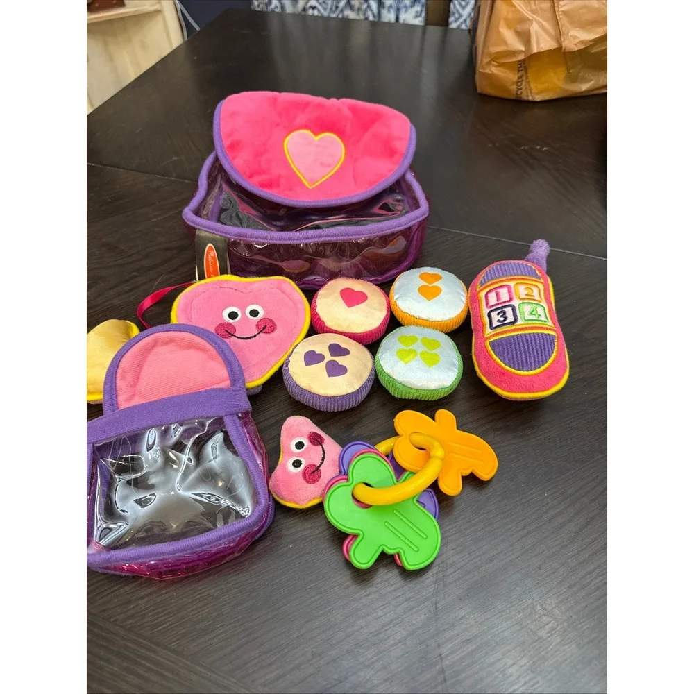Melissa & Doug Pretty Purse Fill and Spill‎ Soft Plush Baby Toy Set Pink Heart